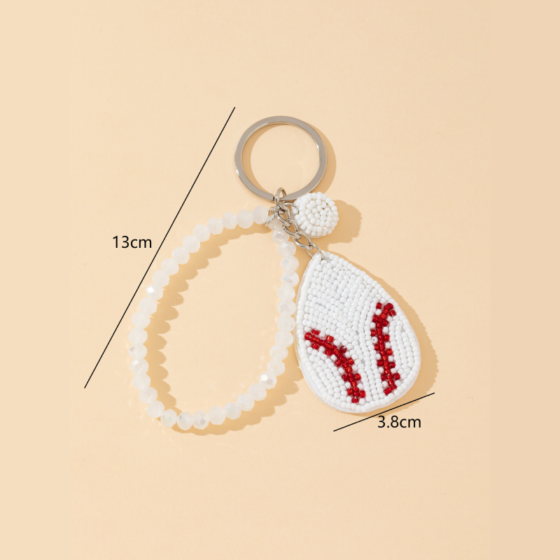 Simple Series Casual Beads Woven Ellipse Shape Alloy Keychain