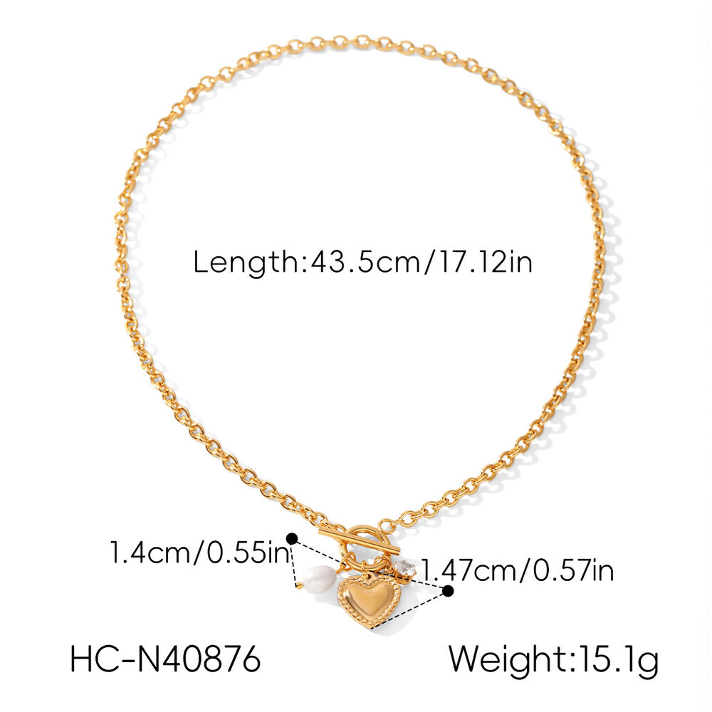 Simple Series Daily Heart Stainless Steel Waterproof Gold Color Zircon Women's Pendant Necklaces Picture2