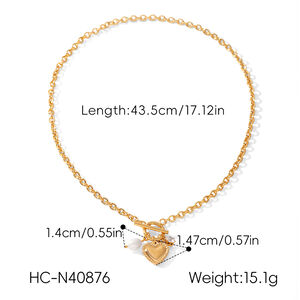 Simple Series Daily Heart Stainless Steel Waterproof Gold Color Zircon Women's Pendant Necklaces h5 Picture2
