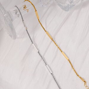Einfaches Kettenarmband aus Edelstahl, wasserdicht, goldfarben, für Damen h5 Bild3