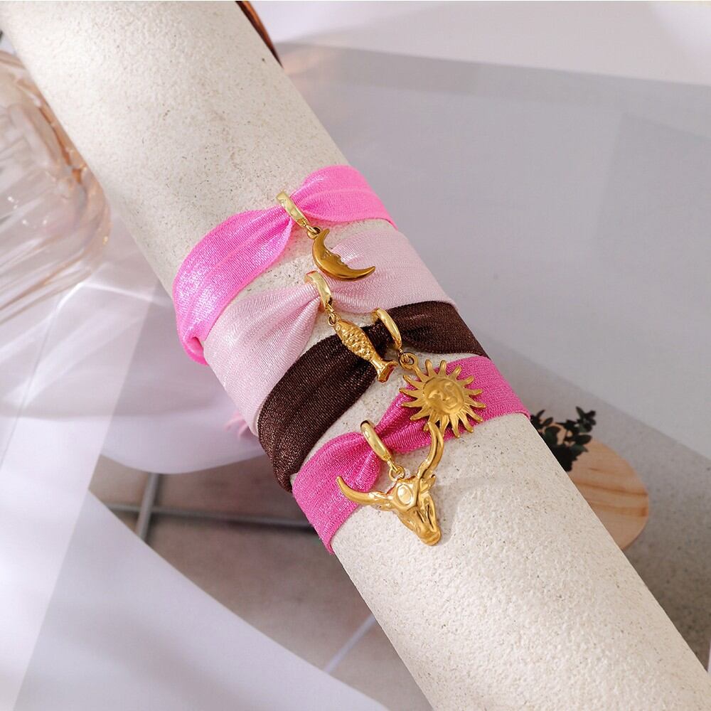Romantic Series Cute Animal Sun Moon Fish Titanium Steel   Gold Color  Women's Braided Bracelets Picture3