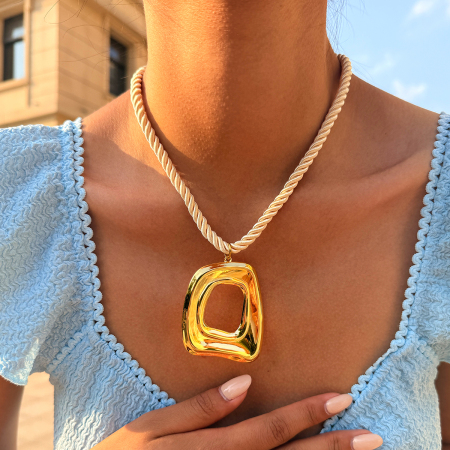 Exaggerated Daily Rectangle Stainless Steel Waterproof Gold Color Women's Pendant Necklaces 2