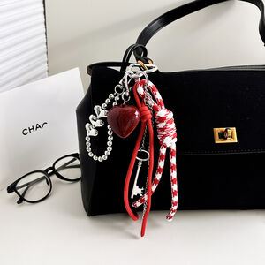 Romantic Series Daily Heart Bow Knot Twist Key Beads Mixed Color Chain Alloy Bag Charms h5