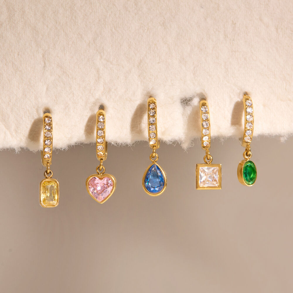 Luxurious Series Elegant Geometric Shape Stainless Steel Waterproof Gold Color Zircon Women's Drop Earrings Picture3