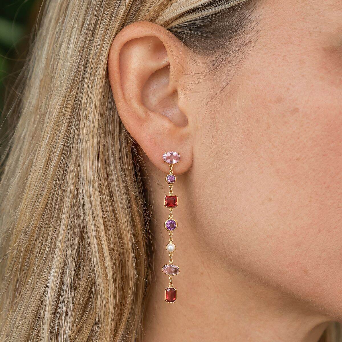 Luxurious Series Elegant Tassel Stainless Steel Waterproof Gold Color Zircon Women's Dangle Earrings Picture4