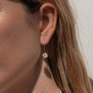 Simple Droplet Stainless Steel Waterproof Gold Color Zircon Women's Stud Earrings h5 Picture4
