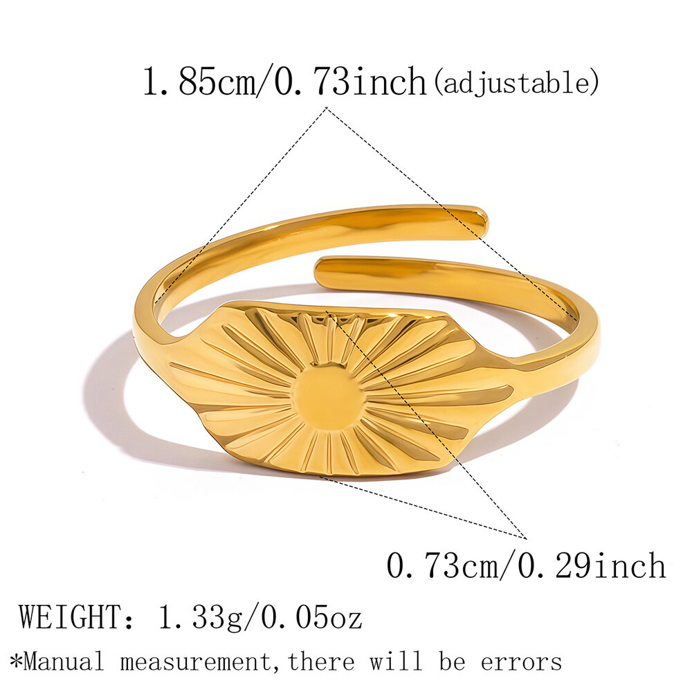 Simple Series Daily Sun Stainless Steel Waterproof Gold Color Women's Statement Rings