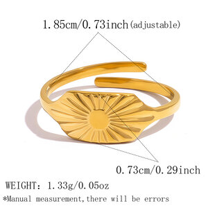 Simple Series Daily Sun Stainless Steel Waterproof Gold Color Women's Statement Rings h5