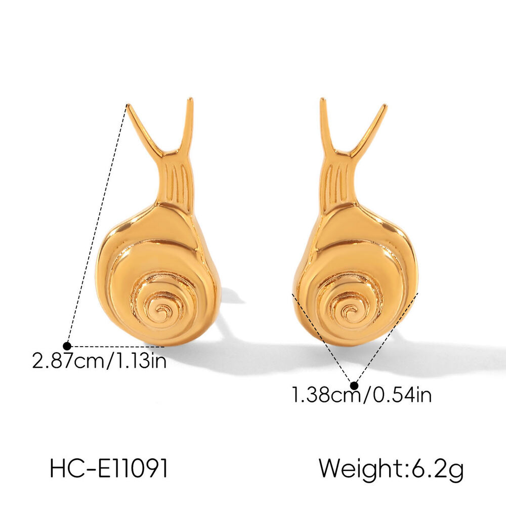 Simple Series Niedliche Schnecken-Ohrstecker aus Edelstahl, wasserdicht, goldfarben, für Damen h5Bild2