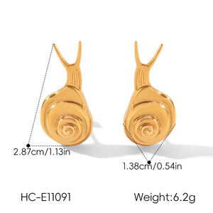 Simple Series Niedliche Schnecken-Ohrstecker aus Edelstahl, wasserdicht, goldfarben, für Damen h5 Bild2