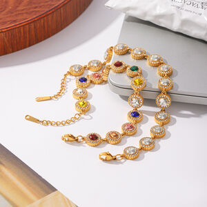 Simple Series Daily Chain Circle Stainless Steel Waterproof Gold Color Zircon Women's Chain Bracelets h5 Picture3