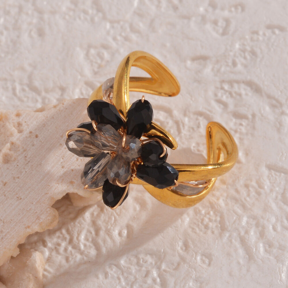 Romantische Serie: Statement-Ringe mit süßen Blumen und Kristallen h5Bild4
