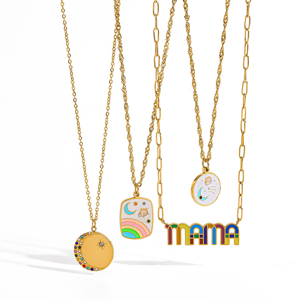 Collana lunga da donna Simple Series Daily Star Moon in acciaio inossidabile impermeabile h5Immagine4