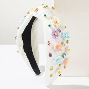 Luxurious Series Sweet Flower Solid Color Fabric Rhinestone Hair Bands h5 Picture2