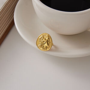 Klassieke serie retro onregelmatig gevormde figuur roestvrijstalen waterdichte gouden statement ringen h5 Afbeelding4