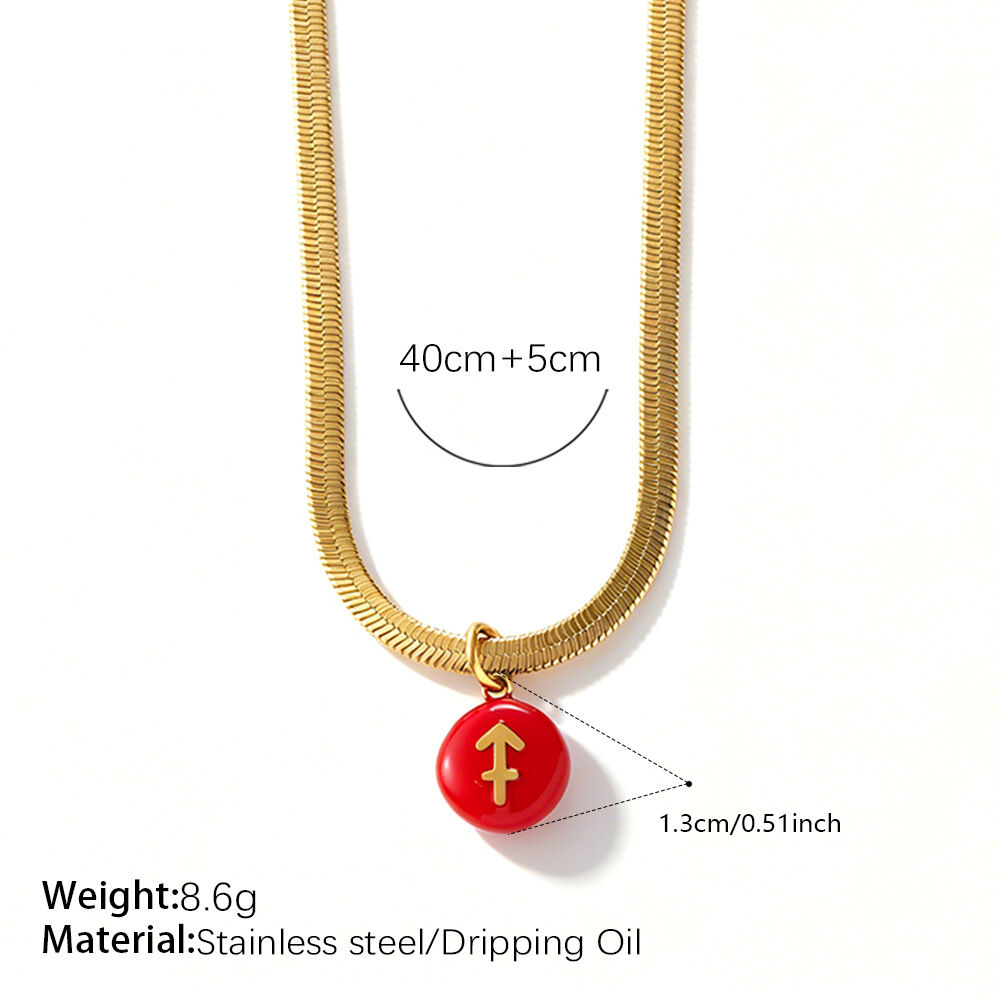 Simple Series Daily Constellation Stainless Steel Waterproof   Gold Color  Women's Pendant Necklaces 