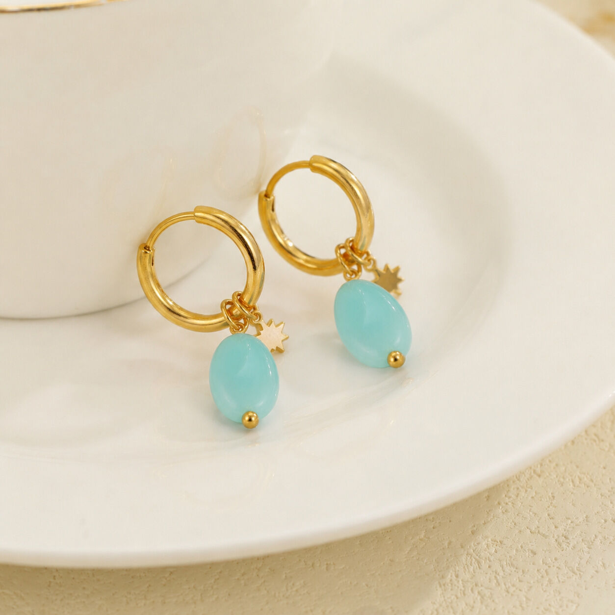Romantic Series Daily Star Stainless Steel Waterproof Gold Color Women’s Drop Earrings Picture3