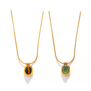 Simple Daily Irregular Shape Stainless Steel Waterproof Gold Color Natural Stone Women's Pendant Necklaces h5 Picture5