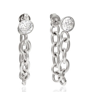 Simple Chain Stainless Steel Waterproof Gold Color Zircon Women's Dangle Earrings h5 Picture4