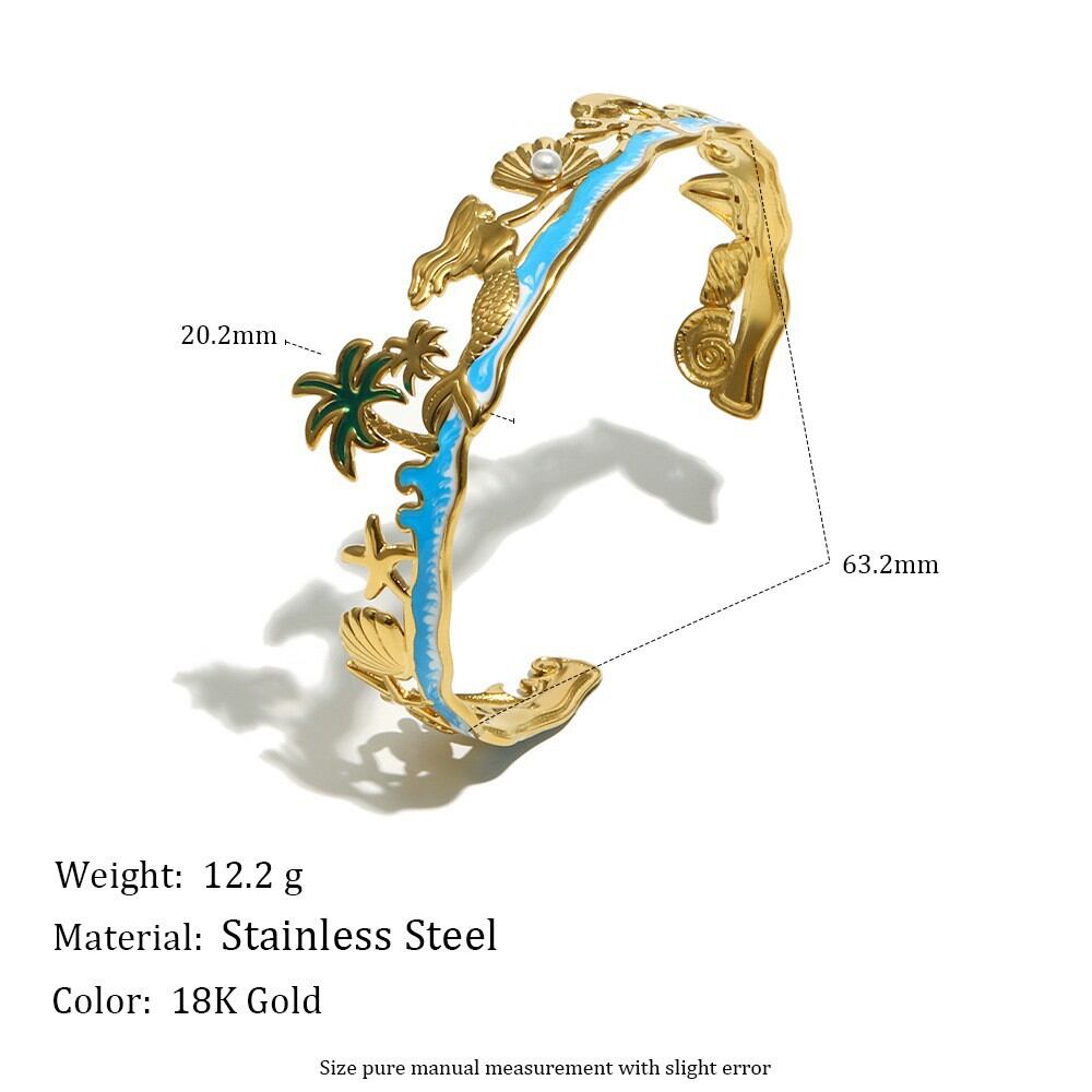 Romantic Series Vacation Oceanic Style Starfish Stainless Steel Waterproof Gold Color Women's Jewelry Sets