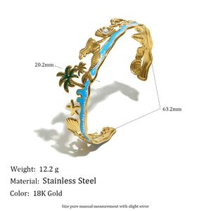 Romantic Series Vacation Oceanic Style Starfish Stainless Steel Waterproof Gold Color Women's Jewelry Sets h5