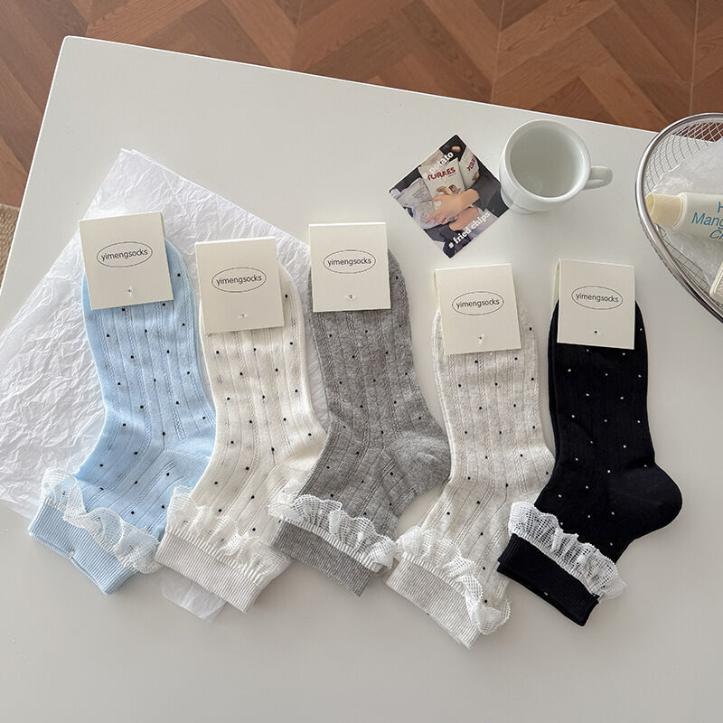 Lichte veerkracht, elegante effen kleur, stippen, halfhoge sokken