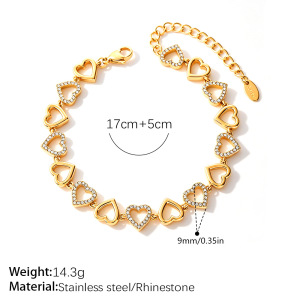 Herzförmiges, Wasserdichtes Edelstahl-Armband Mit Strasssteinen In Goldfarbe Für Damen h5 Bild2