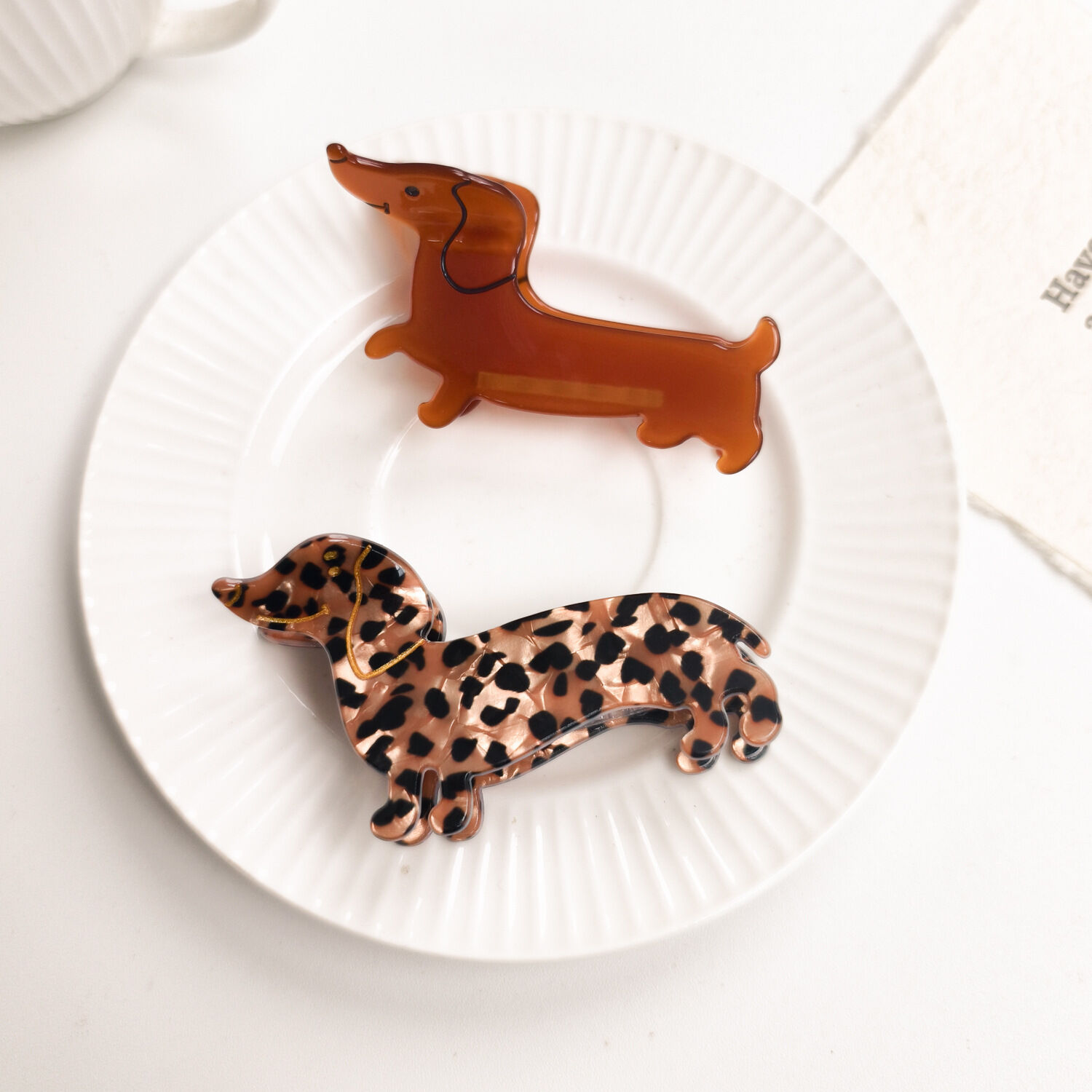 Simple Series Cute Animal Dachshund Leopard Print Cartoon Acetate Hair Claws Picture3