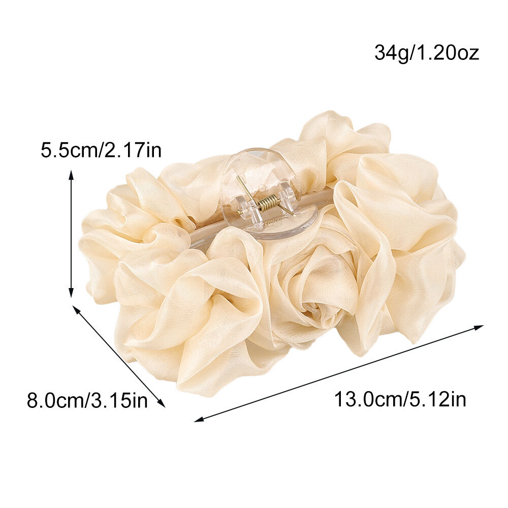 Romantic Series Simple Flower Solid Color Fabric Hair Claws Picture4