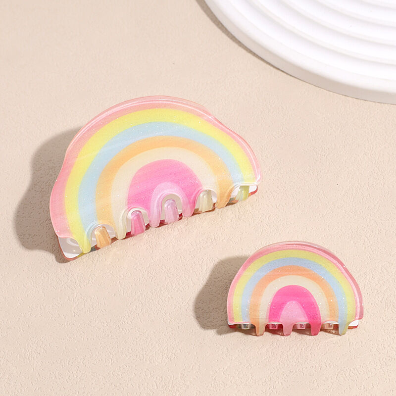 Pinzas acrílicas para el cabello de la serie Simple Sweet Stripe de colores mixtos Imagen3