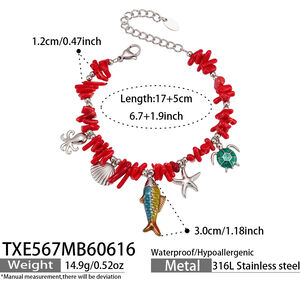 Vacation Oceanic Style Coral Stainless Steel Waterproof Gold Color Women's Necklaces Sets h5