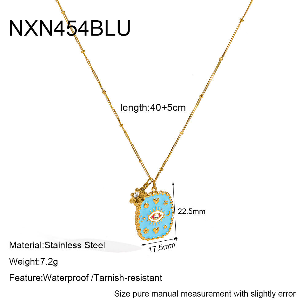 Enamel Stainless Steel Waterproof Pendant Necklaces