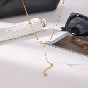 Simple Series Daily Droplet Stainless Steel Waterproof Gold Color Zircon Women's Pendant Necklaces h5 Picture4