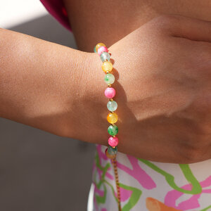 Simple Daily Circle Stainless Steel Waterproof Gold Color Women's Beaded Bracelets h5 Picture3