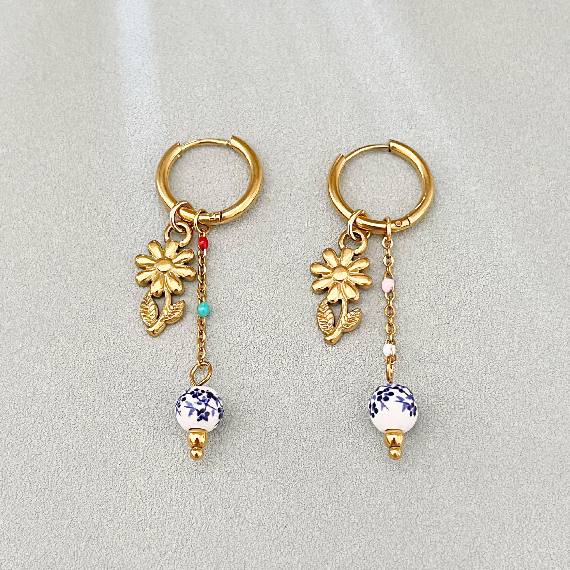 Ethnic Series Vacation Oceanic Style Stainless Steel Waterproof Gold Color Women's Dangle Earrings Picture2