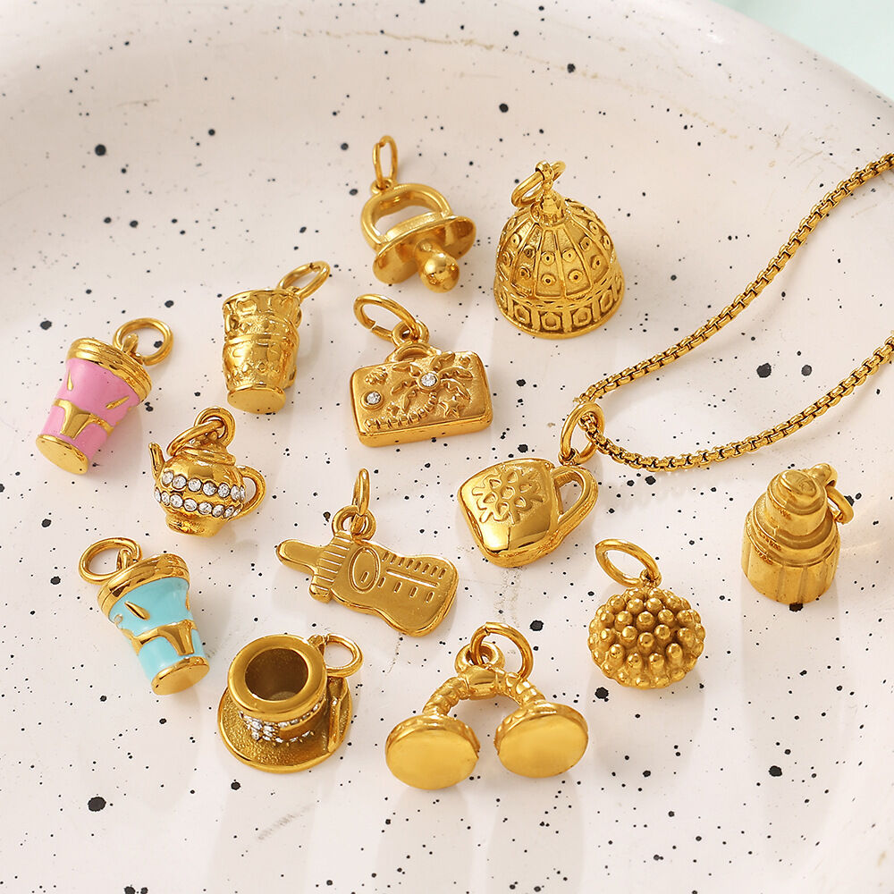 Simple Series DIY Irregular Shape Stainless Steel Waterproof Gold Color Rhinestone Pendants h5 Picture3