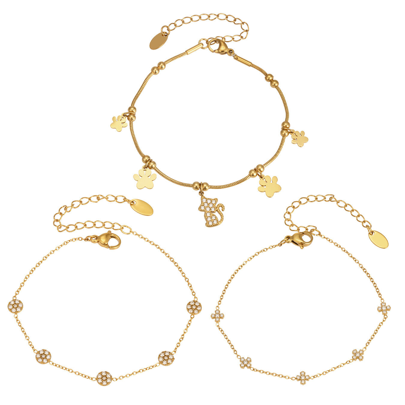 Luxurious Series Simple Irregular Shape Chain Stainless Steel Waterproof   Gold Color  Women's Charm Bracelets h5 Picture5