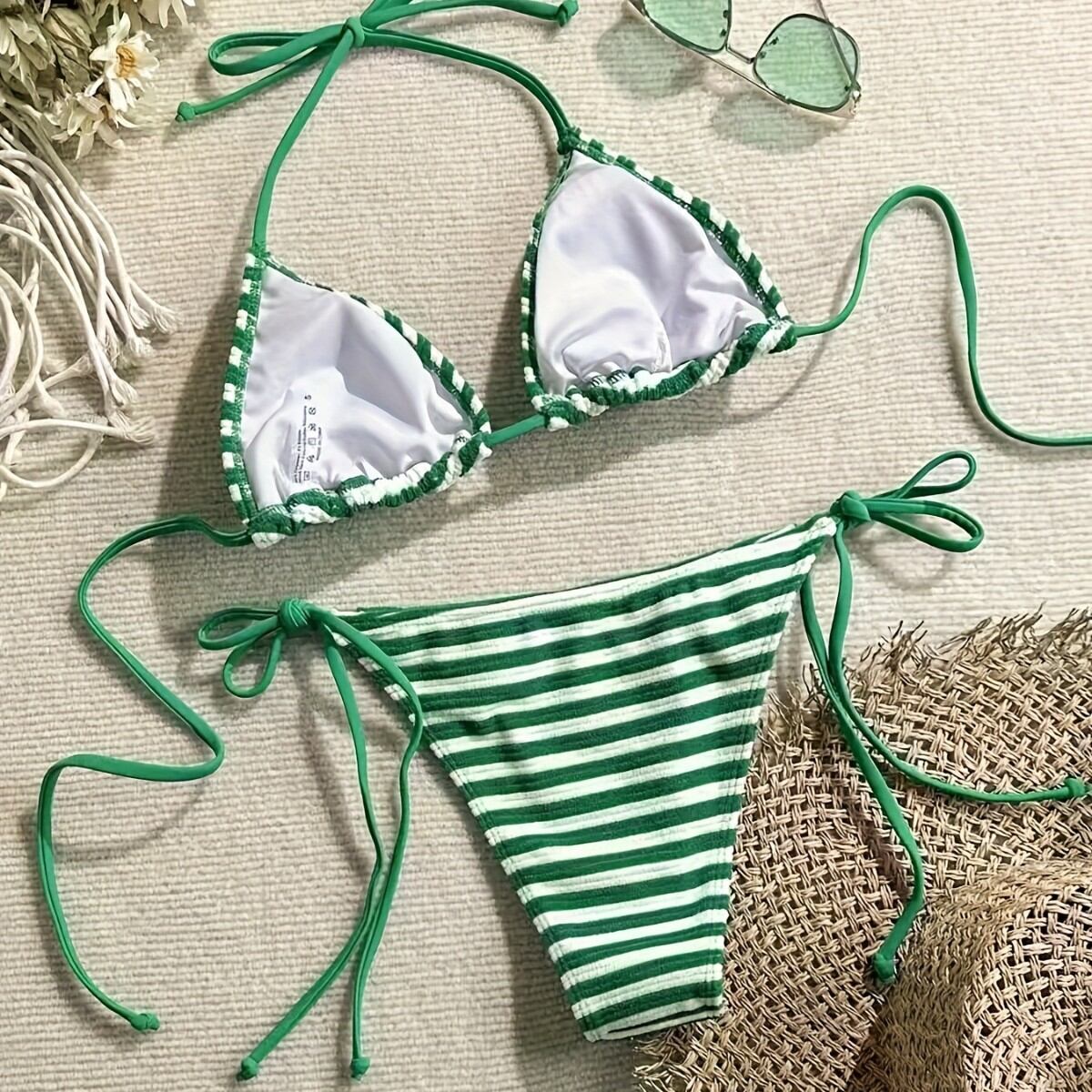 Ensemble bikini de plage à rayures simples 2