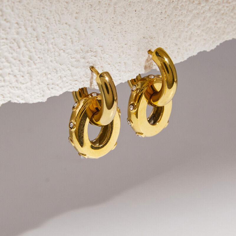 Simple Series Daily Irregular Shape Twist Stainless Steel Waterproof   Gold Color  Women's Drop Earrings