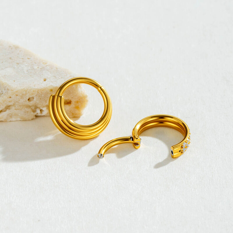 Piercing de nez pour femme, motif serpent simple, en acier inoxydable, étanche, couleur or et zircon. 2