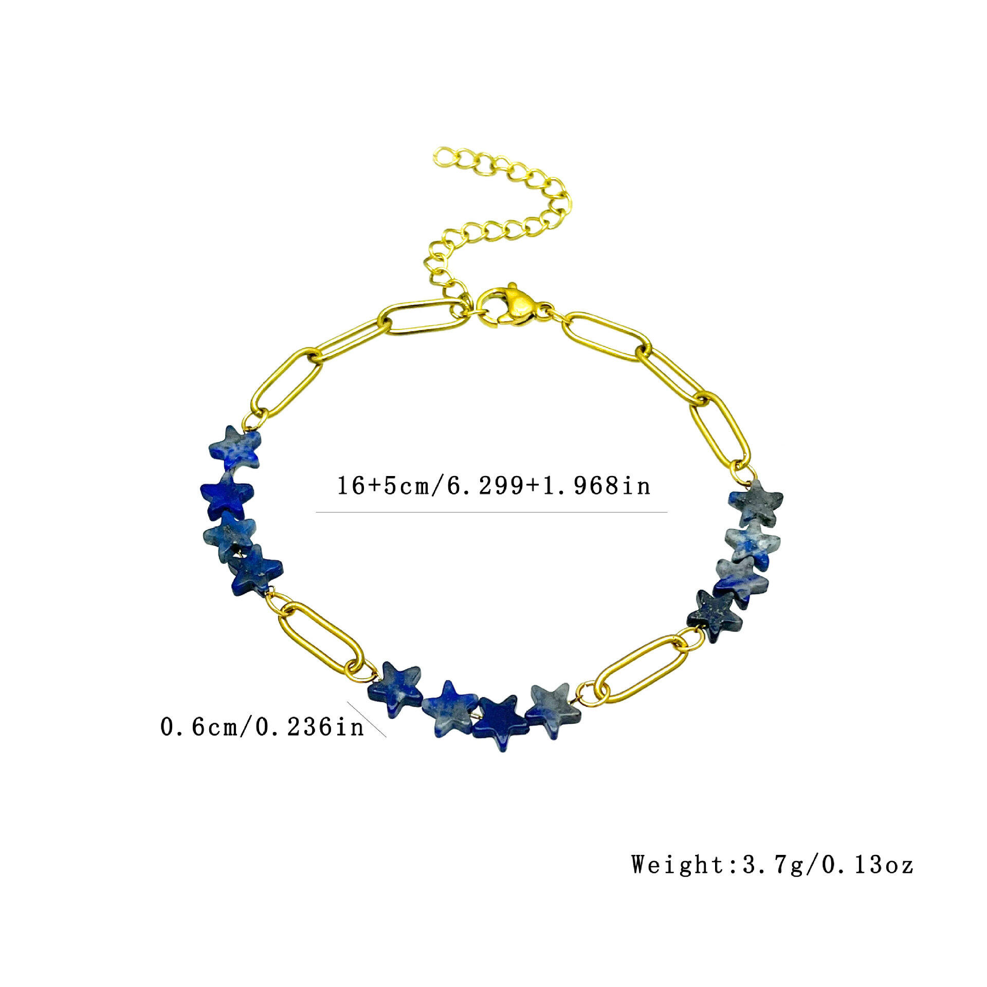 Simple Star Natural Stones Stainless Steel Waterproof Gold Color Women's Beaded Bracelets Picture3