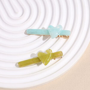 Simple Series Daily Heart Solid Color Gradient Color Resin Hair Clips h5 Picture2