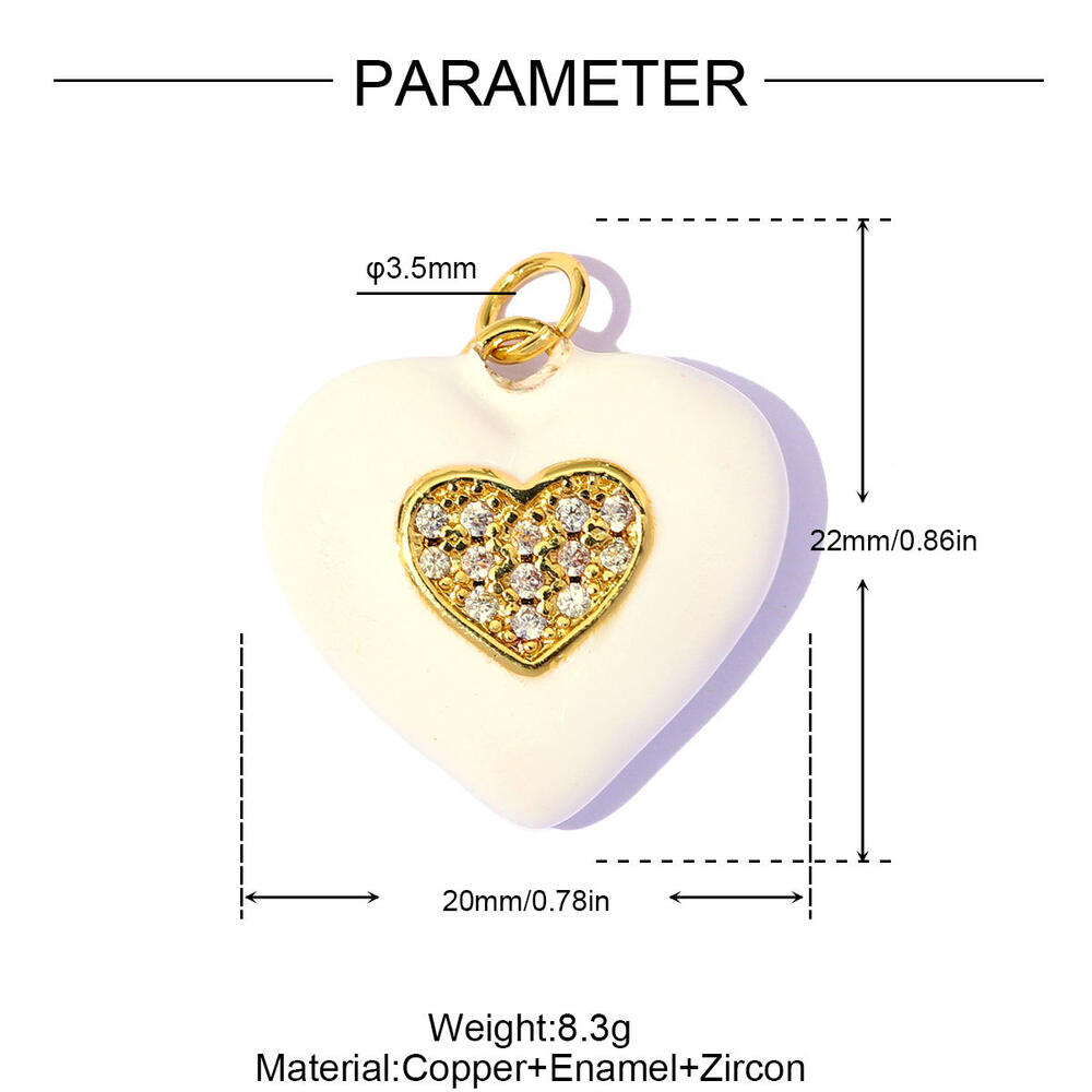 Eenvoudige doe-het-zelf hartvormige hangers van koper en zirkonia voor dames