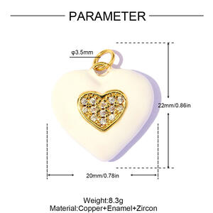 Eenvoudige doe-het-zelf hartvormige hangers van koper en zirkonia voor dames h5