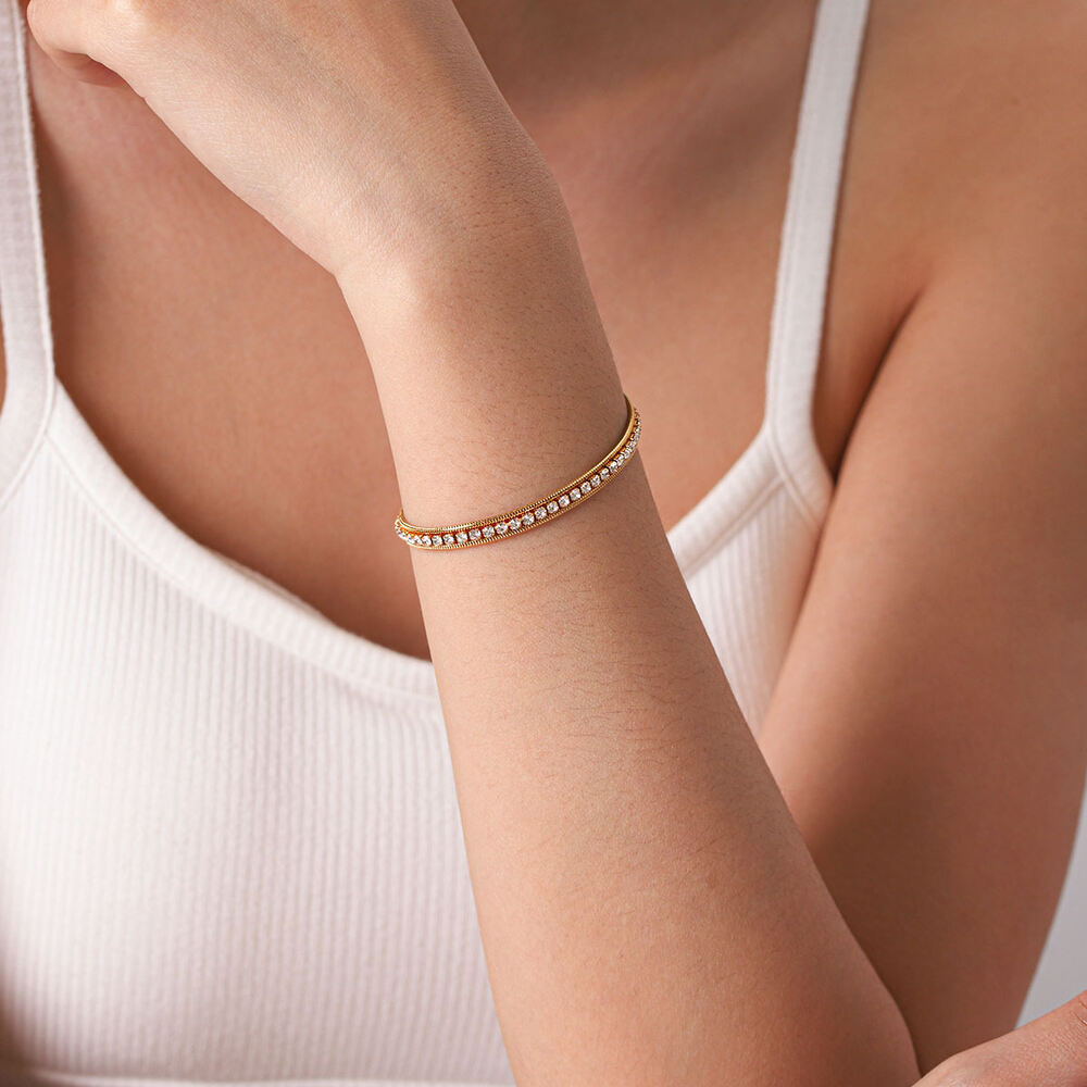 Simple Series Daily Chain Stainless Steel Waterproof Gold Color Zircon Women's Chain Bracelets Picture3