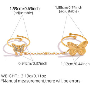 Bagues tendance Simple Series Daily Butterfly en acier inoxydable étanche couleur or h5