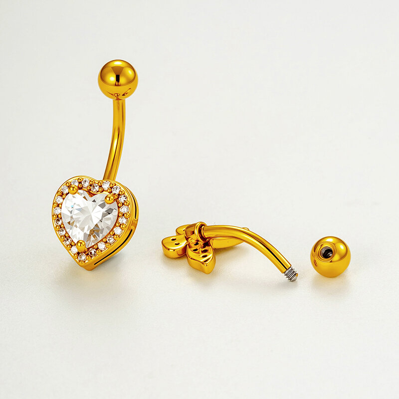 Simple Serie Herz Schleife Knoten Stern Schmetterling Kupfer Gold Farbe Zirkon Bauchnabelpiercings h5Bild4