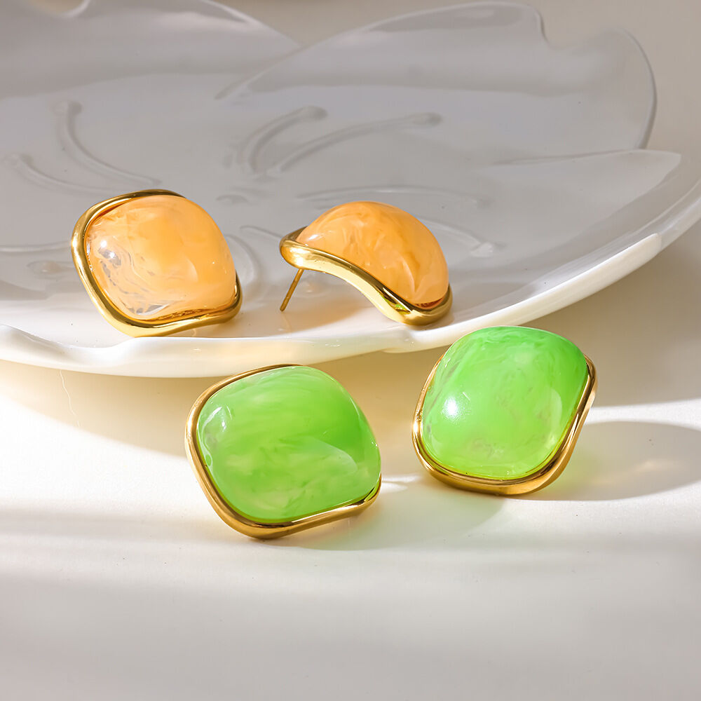 Simple Series Resin Stainless Steel Waterproof Women's Stud Earrings