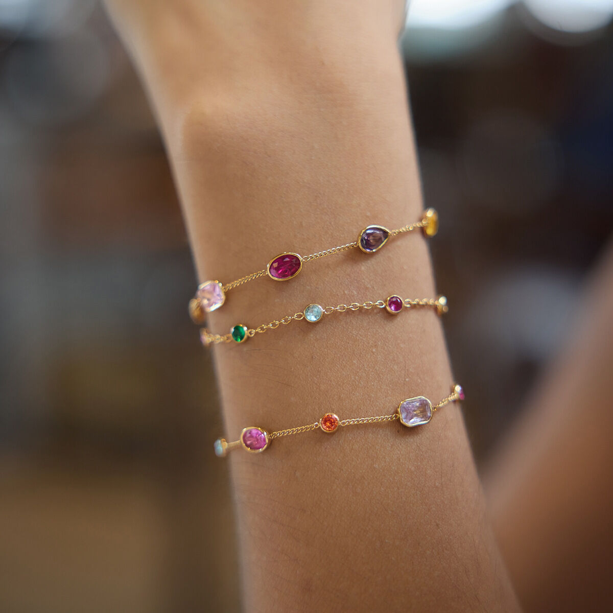 Romantisches, niedliches Armband mit unregelmäßig geformten Perlen, Edelstahl, wasserdicht, goldfarben h5 Bild2