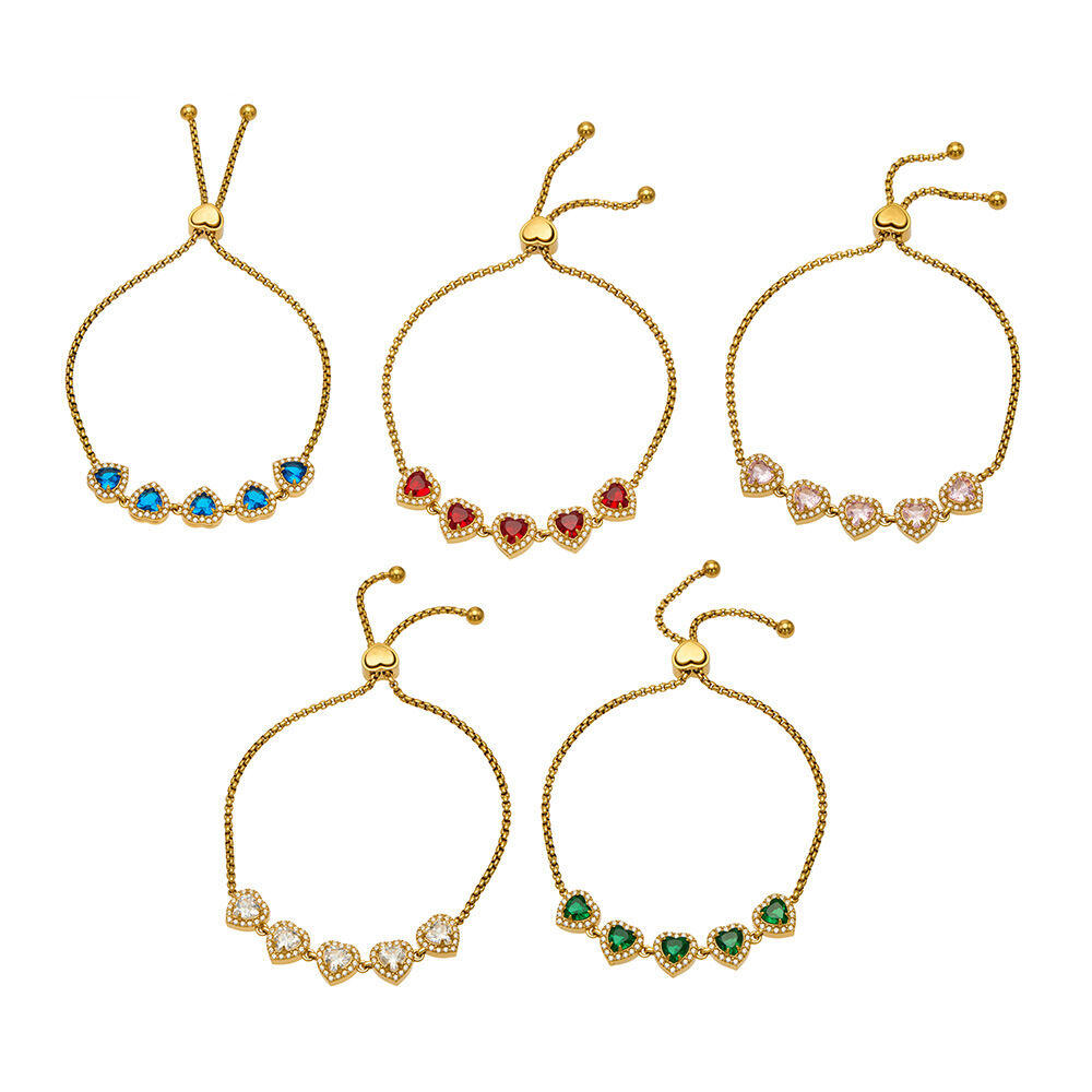 Luxurious Series Sweet Heart Patchwork Stainless Steel Waterproof Zircon Women's Chain Bracelets Picture5